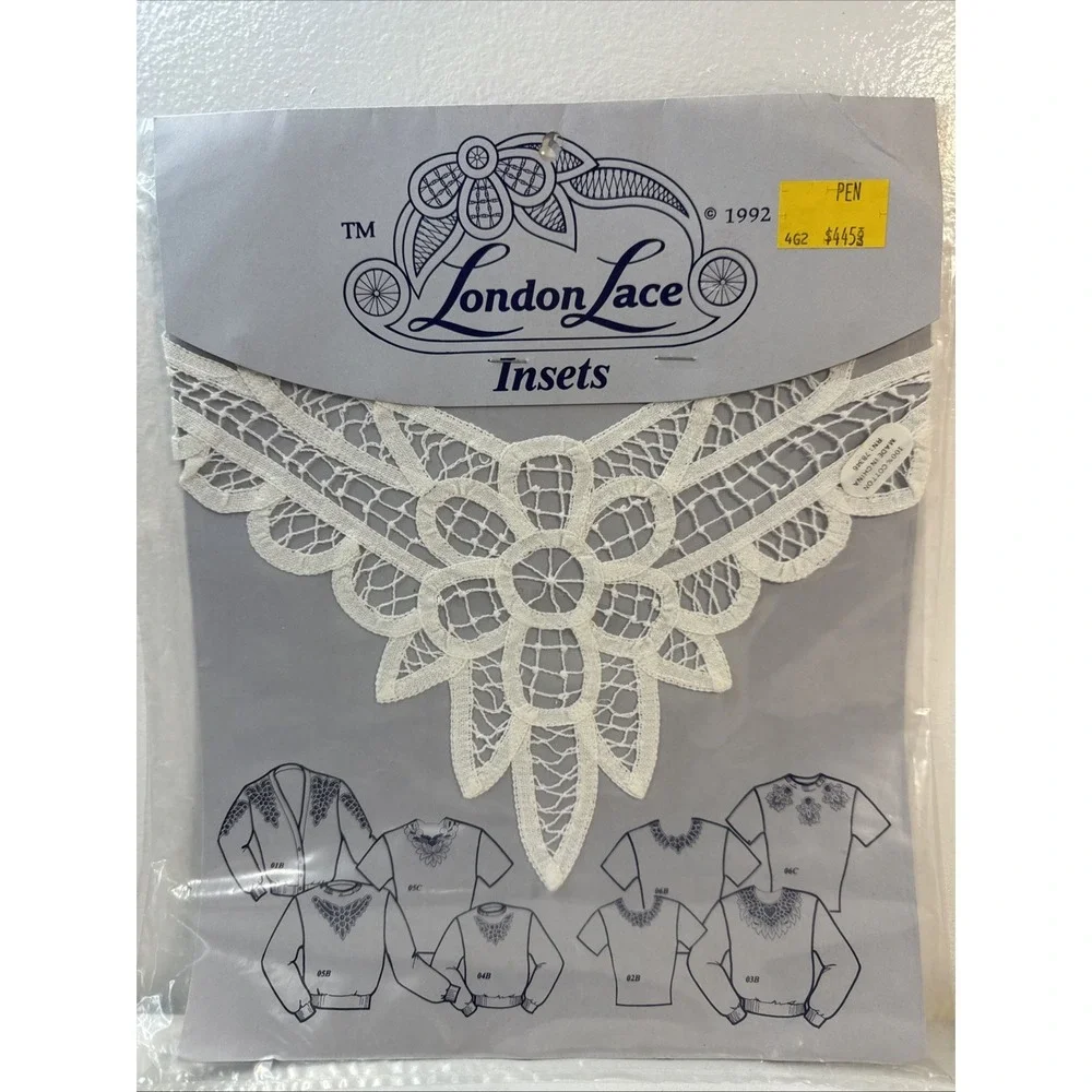 VTG Cotton Battenberg Lace Inset applique patch 90s apparel